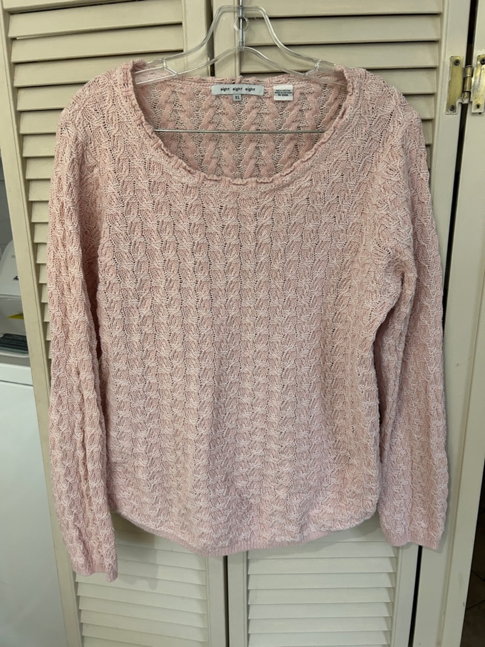 Eight eight eight 100% cotton lightweight open knit Cozy Sweater Pink